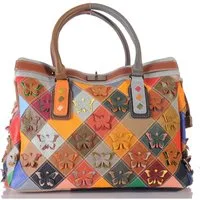 KMISSO Henkeltasche Damen Leder Patchwork Umhänge Shopper Schulter Henkel Tasche 30675 (1-tlg), im eleganten Look
