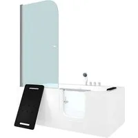 AcquaVapore Komplettdusche Seniorendusche und Sitzwanne Kombination Wanne mit Tür S15D-TH-R-ALL, Sicherheitsglas ESG, inklusive Duschwanne