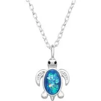 ALEXANDER YORK Kette mit Anhänger SCHILDKRÖTE mit Opal in blau, 2-tlg., 925 Sterling Silber