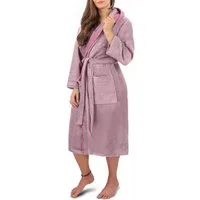 normani Damenbademantel Damen Wellness-Bademantel aus 100% Baumwolle, 122, Baumwolle, Kapuze, Bindegürtel, weicher Baumwoll Saunamantel mit Kapuze
