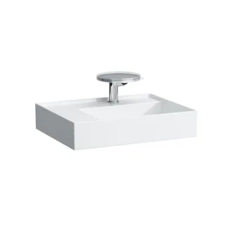 LAUFEN Aufsatz-Waschtisch Kartell 460x600x150, 2 Hl. , ohne Überlauf geschliffen Ablg.li graphit mat H8183357588151