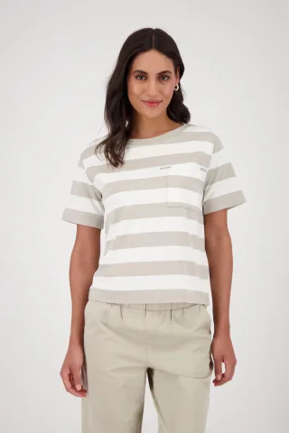 monari - Sweatshirt mit Brusttasche bamboo ringel - Gr. - 38