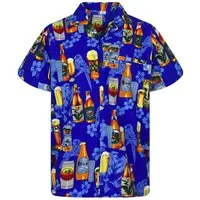 King Kameha Hawaiihemd "Beerbottle" Funky Hawaii-Hemd Herren Kurzarm Front-Tasche Stylish