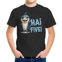 MoonWorks Print-Shirt Kinder T-Shirt Jungen mit Hai Motiv Witziges Hai Five Comic Shirt für