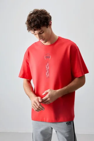 Übergroßes Baumwoll-Crewneck-T-Shirt