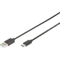 USB 2.0 Anschlusskabel USB-A > USB-C schwarz, 1 Meter, PD, Laden mit bis zu 15 Watt