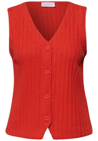 Street One - Weste mit V-Neck und Knopfleiste rot - Gr. - 38