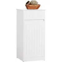 SoBuy Wäscheschrank BZR110 Badschrank mit ausklappbarem Wäschetruhe Wäschesammler Wäschekorb