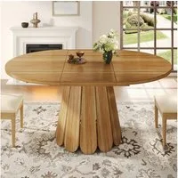 Flieks Esstisch runder/ovaler Küchentisch mit ausziehbarer Tischplatten (L118-158/T118/H76 cm, 1-St., 1 Tisch), erweiterbarer Esszimmertisch Holzoptik, blütenblattförmige Beine