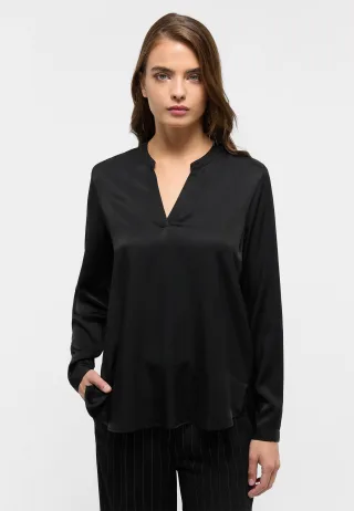 ETERNA - Viscose Shirt Bluse Viskose Langarm schwarz - Gr. - 42/Langarm