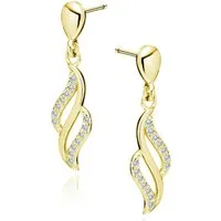 Limana Paar Ohrhänger 925 Silber Gold hängende Ohrstecker mit Zirkonia für jeden Tag (inkl. Herz Geschenkdose), Idee Geschenk für Frauen Damen Ehefrau Freundin Mutter Oma Tante