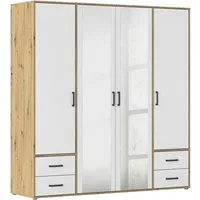 rauch Drehtürenschrank Kleiderschrank Schrank Garderobe Wäscheschrank VOYAGER (in 3 verschiedenen Ausstattungen BASIC/CLASSIC/PREMIUM) mit modernen Griffen in Graumetallic, inkl. Schubkästen und Spiegel