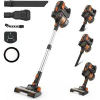 INSE Akku-Hand-und Stielstaubsauger V770 200W,45Kpa Saugkraft,45 Minuten,Selbststehend, Abnehmbarer Akku, 200 W, beutellos, 70dB Ultra-leise,Anti-Tangle-Bürste, Ultraleichter Handstaubsauger