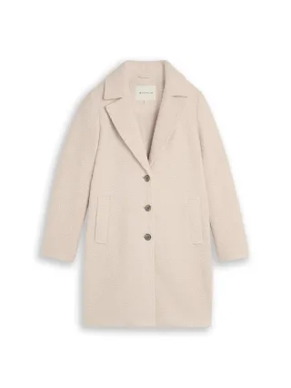 Tom Tailor - Bouclé Mantel mit Reverskragen cold beige - Gr. - XL
