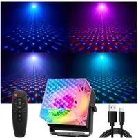 QUBEBU LED Discolicht RGB Bühnenlicht Club Disco Party DJ Show Scheinwerfer Beleuchtung, 5W, LED fest integriert, Automatisches Stroboskop,Discolicht Scheinwerfer für DJ, Fernsteuerung, Sie bietet sieben Lichteffekte und vier Beleuchtungsmodi