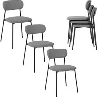 EUGAD Esszimmerstuhl (6 St), 4er Set, für Esszimmer Küche Wohnzimmer, Metallbeine, Leinensitz