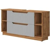 Vicco Waschbeckenunterschrank Lotta, Eiche/grau gestreift, 119.2 x 62.5 cm mit 2 Schubladen (1-St)