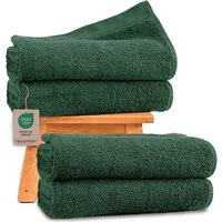 Hausfelder Duschtücher Badetücher Duschtuch 4er Set (Dunkelgrün, 4 Duschtücher 70x140 cm), Baumwollfrottee (Set, 4-St), 100% Baumwolle, weich, saugfähig, Uni-Farben