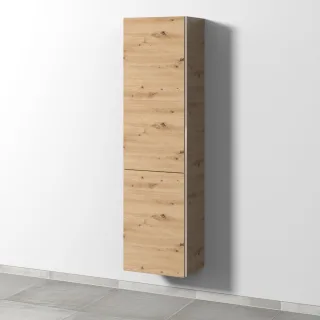 Sanipa 3way Stauraumschrank mit 1 Tür und 1 Wäschekorbklappe, Eiche Natural-Touch BR18485