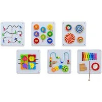 Betzold Motorikbrett Wandelemente Set 1, 6er-Set – Holz-Wandspielset für Kinder