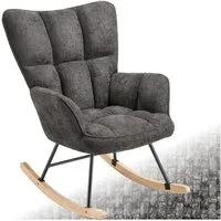 tectake Schaukelstuhl Relaxsessel Torve, gepolstert, Holzkufen, 120 kg Belastbarkeit (Set, 1 St), Samtiger Chenille-Bezug mit stilvollem Steppmuster