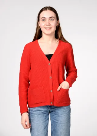 CLARINA - V-Cardigan, 1/1 Arm, uni rot - Gr. - 48