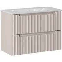 Lomadox Waschtisch NEWPORT-56-CASHMERE, 81cm mit Keramikwaschbecken, kaschmir, gerillte Front