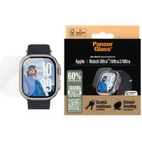 CARE by PanzerGlass Displayschutzglas Ultra-Wide Fit Screen Protection für Apple Watch Ultra, Apple Watch Ultra 2, Displayschutzfolie, Schutzfolie, Bildschirmschutz, kratz- & stoßfest