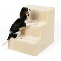 relaxdays Haustiertreppe Hundetreppe mit 3 Stufen, Beige