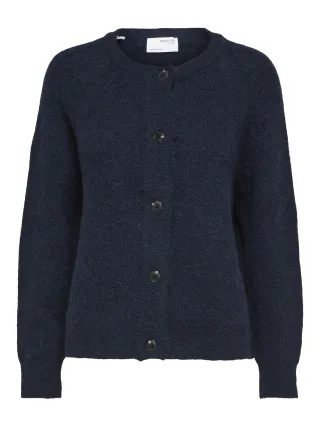 selected women - SLWLULU LS KNIT SHORT CARDIGAN NOOS Dark Sapphire - Gr. - L