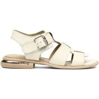 Celal Gültekin Blockabsatz Riemensandale Gladiator-Stil Damen Riemchensandalette Glattleder, Echtleder-Futter & Decksohle, Beige, 38