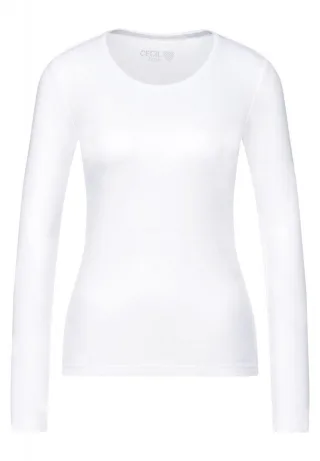 CECIL - Basic Shirt in Unifarbe weiß - Gr. - XL