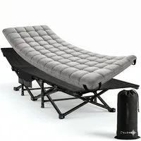 ELONEO Feldbett mit premium Auflage – klappbares Camping- und Gästebett pop-up Funktion, 200kg Traglast