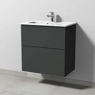 Sanipa 3way Waschtischunterbau zu Duravit ME by Starck Waschtisch mit 2 Auszügen, Graphit-Matt SP7221B