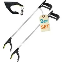 GarPet Greifzange 2er Set Müllzange Müll Greifer Senioren Kinder Greif Zange Sammler Alu