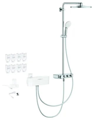 GROHE Thermostat-Duschsystem Euphoria Purefoam, 105813 weiß/chrom, 1058130000 1058130000