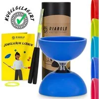 Diabolo Freizeitsport Diabolo Set Pro - inkl. Alu-Handstäben, Ersatzschnur, Anleitung, (Set, 1-tlg), Diabolo Set Pro Kugellager (blau) mit Alustäben für Kinder ab 5