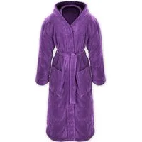 Gräfenstayn Unisex-Bademantel Bademantel Kapuze Flanell Fleece, M Lila, warm & kuschelig, Waden bis Knöchellang, Fronttaschen, Gürtel, S-XXXL