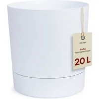 KONZEPT Blumentopf mit Untersetzer, großer Übertopf aus Kunststoff für Zimmerpflanzen (32,5 cm (20 Liter), modern und wetterfest, für Innen und Außen