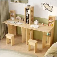 FUFU&GAGA Klapptisch Doppel-Falttisch mit Stauraum, Beige, MDF, 180×28,8×130 cm