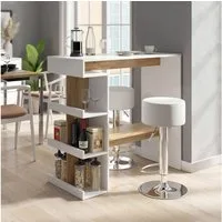 Vicco Bartisch Dana, Weiß/Goldkraft Eiche, 108 x 50 cm mit 2 Barhockern (3-St)