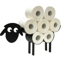 DanDiBo Toilettenpapierhalter Schwarz Metall Schaf 3.0 WC Rollenhalter Klopapierhalter, ohne Bohren Freistehend WC Papierhalter Toilettenrollenhalter