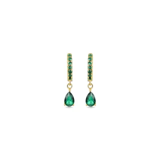 Luxenter Sterling Silber 925 Ohrringe mit Smaragd Zirkonia in 18K Gelbgold - Intheon
