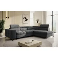 thematys Ecksofa SORANO mit Schlaffunktion & Bettkasten – L-Form, Bouclé und Velours, - mit verstellbaren Kopfstützen, – L-Form 270×203 cm – Schlafsofa mit Auszug, – L-Form 270×203 cm – Schlafsofa mit Auszug