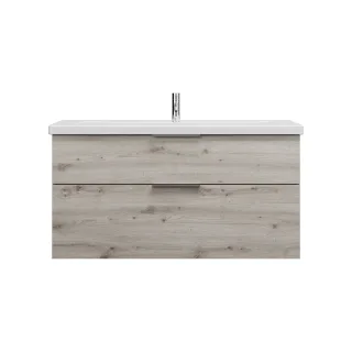 Burgbad Keramik Waschtisch-Set Eqio Eiche Dekor Silber/Alpinweiss, SEYQ123F6015C0001 SEYQ123F6015C0001