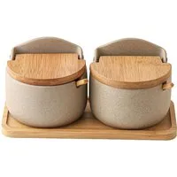 FELIXLEO Chilimühle 2er-Set Keramik Salzdosen mit Holzlöffel für Küche und Camping, (1 Stück)