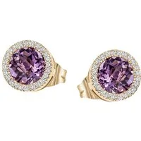 Firetti Paar Ohrstecker Schmuck Geschenk Gold 585 Ohrschmuck Ohrringe Kreis rund, mit Amethyst - mit Brillanten
