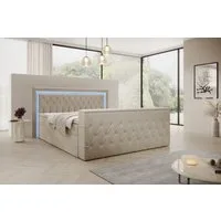 PROMETO Möbel Boxspringbett Doppelbett 180x200cm mit Matratze, Bettkasten TV-Lift LED Beleuchtung