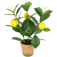 Kunstpflanze Künstlicher Mini-Zitronenbaum, I.GE.A., Höhe 31 cm, Lebensechter Kunstbaum Baum Dekoration Obstbaum Pflanze