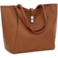 TAN.TOMI Schultertasche Damen Umhängetasche PU Leder Tote Shopper Bag Reise Geldbörse, Mit Drehverschluss und Innentasche für Arbeit, Schule, Einkauf
